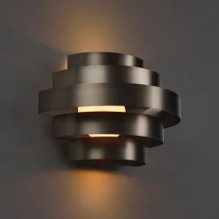 QAZQA Led-Wandleuchten|Wandleuchten*Moderne Wandleuchte Gunmetal inkl. LED 3-Stufen-Dimmbar - Lines