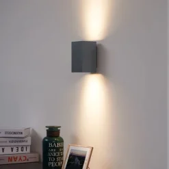 QAZQA Wandleuchten|Wohnzimmerlampen*Moderne Wandleuchte in Gunmetal-Optik, quadratisch, 2-flammig GU10 50mm - Sandy