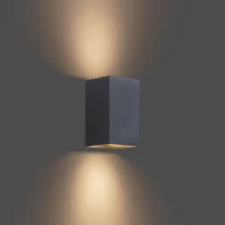 QAZQA Wandleuchten|Wohnzimmerlampen*Moderne Wandleuchte in Gunmetal-Optik, quadratisch, 2-flammig GU10 50mm - Sandy