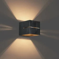 QAZQA Schlafzimmerlampen|Küchenlampen*Moderne Wandleuchte in Gunmetal-Optik mit Lichteffekt - Transfer Groove