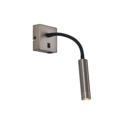 QAZQA Wandleuchten|Wohnzimmerlampen*Moderne Wandleuchte in Gunmetal mit USB-C-Anschluss - Gosna