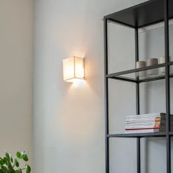 QAZQA Schlafzimmerlampen|Küchenlampen*Moderne Wandleuchte Jute Weiß mit Stoffschirm - Vete