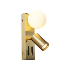 QAZQA Wandleuchten|Wohnzimmerlampen*Moderne Wandleuchte Messing 2-flammig Verstellbar mit USB-C-Anschluss - Lesly