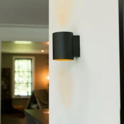 QAZQA Wandleuchten|Wohnzimmerlampen*Moderne Wandleuchte Schwarz mit Gold Rund - Sola