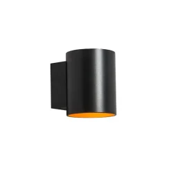 QAZQA Wandleuchten|Wohnzimmerlampen*Moderne Wandleuchte Schwarz mit Gold Rund - Sola