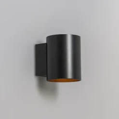 QAZQA Wandleuchten|Wohnzimmerlampen*Moderne Wandleuchte Schwarz mit Gold Rund - Sola
