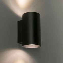 QAZQA Schlafzimmerlampen|Küchenlampen*Moderne Wandleuchte schwarz rund 2-flammig - Sandy