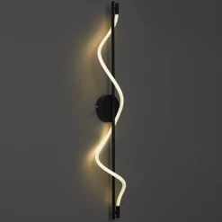 QAZQA Led-Wandleuchten|Wandleuchten*Moderne Wandleuchte schwarz inkl. LED 3-Stufen-Dimmbar - Twirl