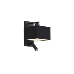QAZQA Schlafzimmerlampen|Küchenlampen*Moderne Wandleuchte schwarz quadratisch mit Leselampe - Puglia