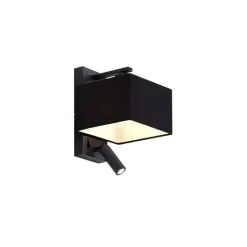 QAZQA Schlafzimmerlampen|Küchenlampen*Moderne Wandleuchte schwarz quadratisch mit Leselampe - Puglia