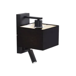 QAZQA Schlafzimmerlampen|Küchenlampen*Moderne Wandleuchte schwarz quadratisch mit Leselampe - Puglia