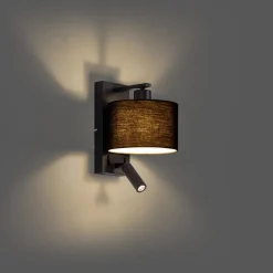 QAZQA Wandleuchten|Esszimmerlampen*Moderne Wandleuchte schwarz rund mit Leselampe - Puglia