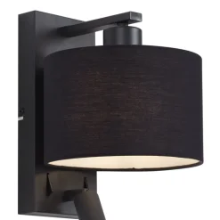 QAZQA Wandleuchten|Esszimmerlampen*Moderne Wandleuchte schwarz rund mit Leselampe - Puglia