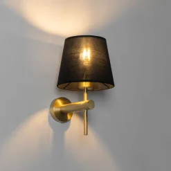 QAZQA Wandleuchten|Wohnzimmerlampen*Moderne Wandleuchte schwarz mit Gold - Pluk