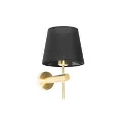 QAZQA Wandleuchten|Wohnzimmerlampen*Moderne Wandleuchte schwarz mit Gold - Pluk