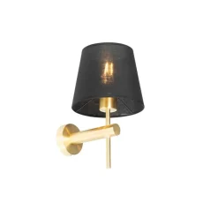 QAZQA Wandleuchten|Wohnzimmerlampen*Moderne Wandleuchte schwarz mit Gold - Pluk