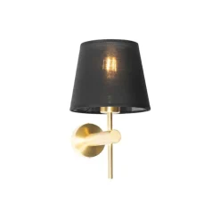 QAZQA Wandleuchten|Wohnzimmerlampen*Moderne Wandleuchte schwarz mit Gold - Pluk