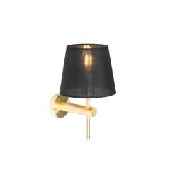 QAZQA Wandleuchten|Wohnzimmerlampen*Moderne Wandleuchte schwarz mit Gold - Pluk