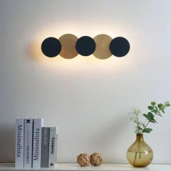 QAZQA Schlafzimmerlampen|Küchenlampen*Moderne Wandleuchte Schwarz mit Gold inkl. LED 3-Stufen-Dimmbar 5-Licht - Sunrise 3
