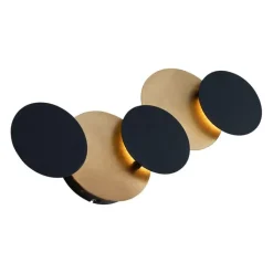 QAZQA Schlafzimmerlampen|Küchenlampen*Moderne Wandleuchte Schwarz mit Gold inkl. LED 3-Stufen-Dimmbar 5-Licht - Sunrise 3