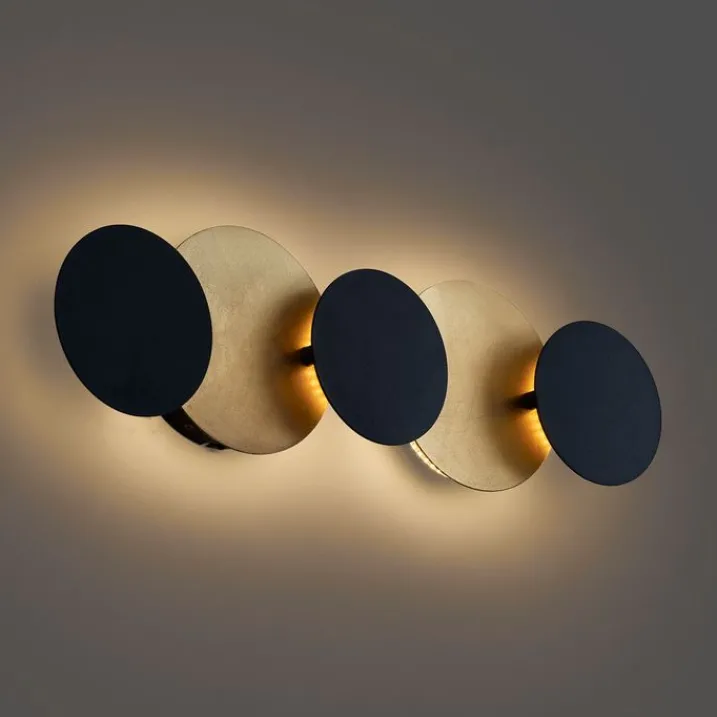 QAZQA Schlafzimmerlampen|Küchenlampen*Moderne Wandleuchte Schwarz mit Gold inkl. LED 3-Stufen-Dimmbar 5-Licht - Sunrise 3