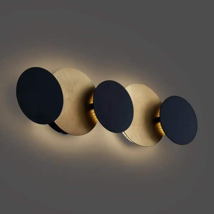 QAZQA Schlafzimmerlampen|Küchenlampen*Moderne Wandleuchte Schwarz mit Gold inkl. LED 3-Stufen-Dimmbar 5-Licht - Sunrise 3