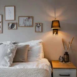 QAZQA Wandleuchten|Schlafzimmerlampen*Moderne Wandleuchte Schwarz und Gold mit Leselampe - Renier