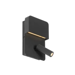 QAZQA Led-Wandleuchten|Wandleuchten*Moderne Wandleuchte schwarz inkl. LED mit USB und Leselampe - Robin