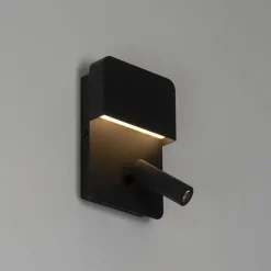 QAZQA Led-Wandleuchten|Wandleuchten*Moderne Wandleuchte schwarz inkl. LED mit USB und Leselampe - Robin