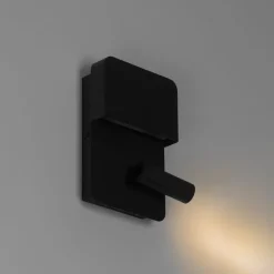 QAZQA Led-Wandleuchten|Wandleuchten*Moderne Wandleuchte schwarz inkl. LED mit USB und Leselampe - Robin