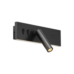 QAZQA Schlafzimmerlampen|Küchenlampen*Moderne Wandleuchte Schwarz Verstellbar mit USB-C inkl. LED - Modric