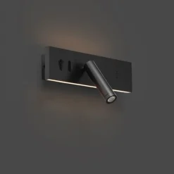 QAZQA Schlafzimmerlampen|Küchenlampen*Moderne Wandleuchte Schwarz Verstellbar mit USB-C inkl. LED - Modric