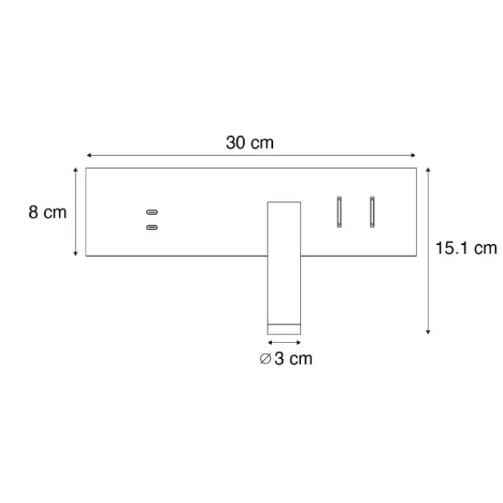 QAZQA Schlafzimmerlampen|Küchenlampen*Moderne Wandleuchte Schwarz Verstellbar mit USB-C inkl. LED - Modric