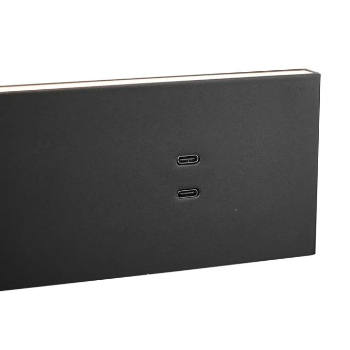 QAZQA Schlafzimmerlampen|Küchenlampen*Moderne Wandleuchte Schwarz Verstellbar mit USB-C inkl. LED - Modric