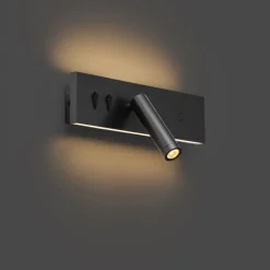 QAZQA Schlafzimmerlampen|Küchenlampen*Moderne Wandleuchte Schwarz Verstellbar mit USB-C inkl. LED - Modric