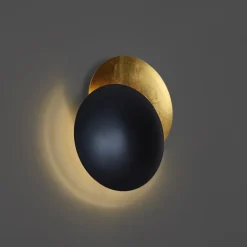 QAZQA Schlafzimmerlampen|Küchenlampen*Moderne Wandleuchte schwarz mit Gold 34,5 cm 2-flammig - Sunrise