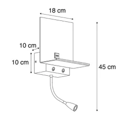 QAZQA Wandleuchten|Schlafzimmerlampen*Moderne Wandleuchte schwarz 2-flammig mit USB und Flexarm - Flero