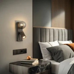 QAZQA Wandleuchten|Wohnzimmerlampen*Moderne Wandleuchte schwarz 2-flammig neigbar mit USB-C-Anschluss - Lesly