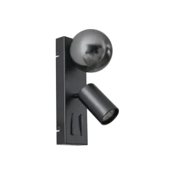 QAZQA Wandleuchten|Wohnzimmerlampen*Moderne Wandleuchte schwarz 2-flammig neigbar mit USB-C-Anschluss - Lesly