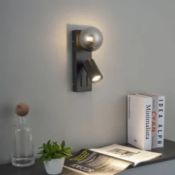 QAZQA Wandleuchten|Wohnzimmerlampen*Moderne Wandleuchte schwarz 2-flammig neigbar mit USB-C-Anschluss - Lesly