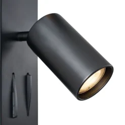 QAZQA Wandleuchten|Wohnzimmerlampen*Moderne Wandleuchte schwarz 2-flammig neigbar mit USB-C-Anschluss - Lesly