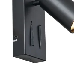 QAZQA Wandleuchten|Wohnzimmerlampen*Moderne Wandleuchte schwarz 2-flammig neigbar mit USB-C-Anschluss - Lesly