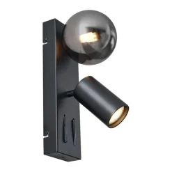 QAZQA Wandleuchten|Wohnzimmerlampen*Moderne Wandleuchte schwarz 2-flammig neigbar mit USB-C-Anschluss - Lesly