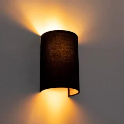 QAZQA Wandleuchten|Wohnzimmerlampen*Moderne Wandleuchte schwarz und gold - Simple Drum