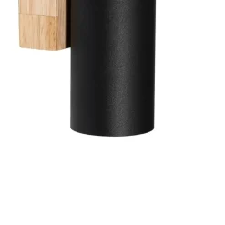 QAZQA Schlafzimmerlampen|Esszimmerlampen*Moderne Wandleuchte schwarz mit Holz 2-flammig - Jeana