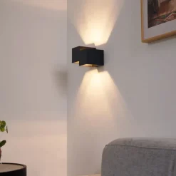 QAZQA Wandleuchten|Wohnzimmerlampen*Moderne Wandleuchte schwarz 2-flammig - Transfer Double