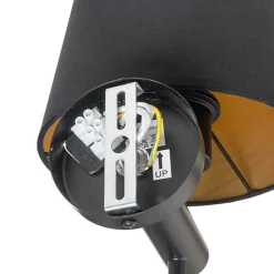 QAZQA Schlafzimmerlampen|Esszimmerlampen*Moderne Wandleuchte Schwarz inkl. Schirm mit goldener Innenseite - Pluk