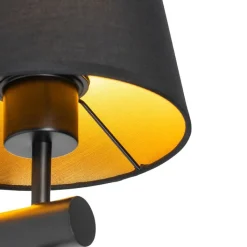 QAZQA Schlafzimmerlampen|Esszimmerlampen*Moderne Wandleuchte Schwarz inkl. Schirm mit goldener Innenseite - Pluk