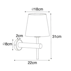 QAZQA Schlafzimmerlampen|Esszimmerlampen*Moderne Wandleuchte Schwarz inkl. Schirm mit goldener Innenseite - Pluk