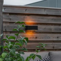 QAZQA Gartenbeleuchtung|Außenwandleuchten*Moderne Wandleuchte schwarz mit Lichteffekt IP54 - Houks